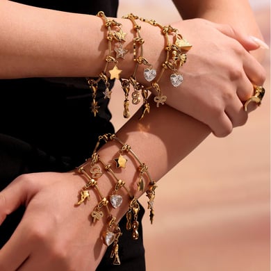 1 Piece Delicate Heart Stainless Steel Gold Color Women's Charm Bracelets h5 Picture6