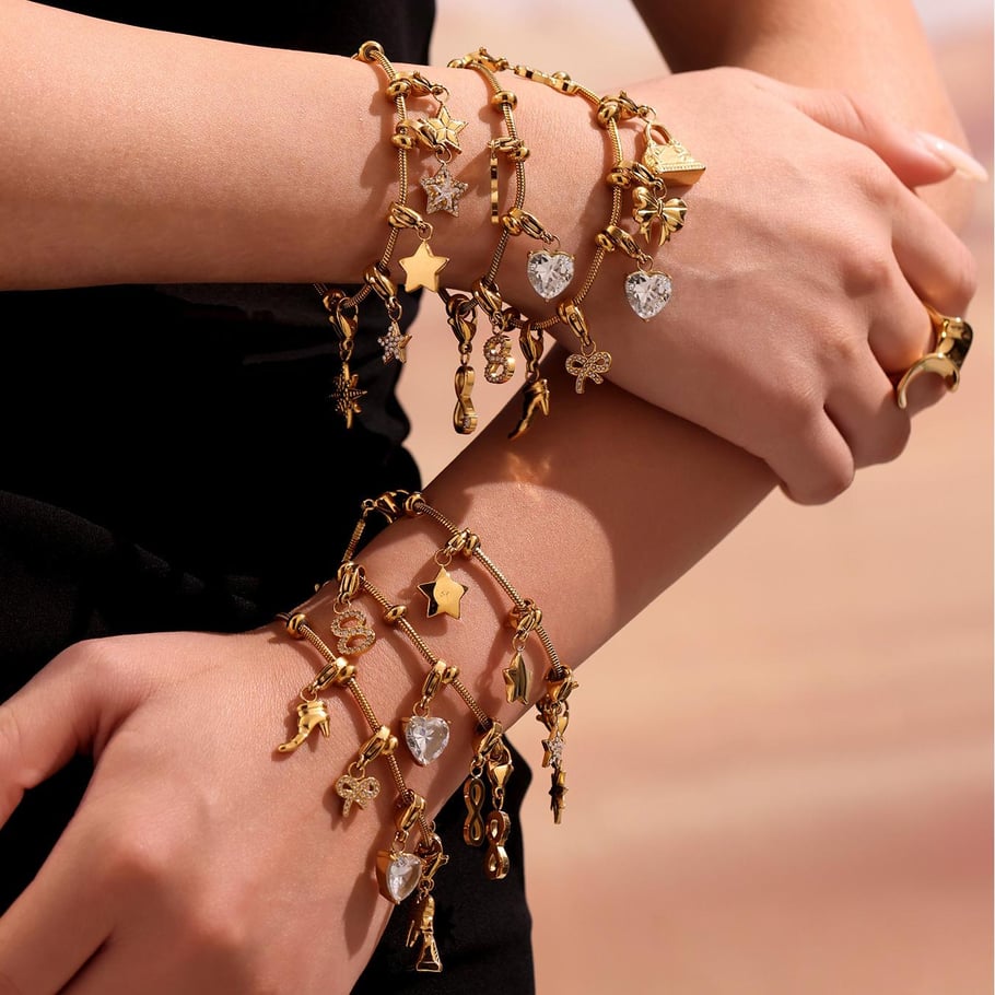 1 Piece Delicate Heart Stainless Steel Gold Color Women's Charm Bracelets Picture6