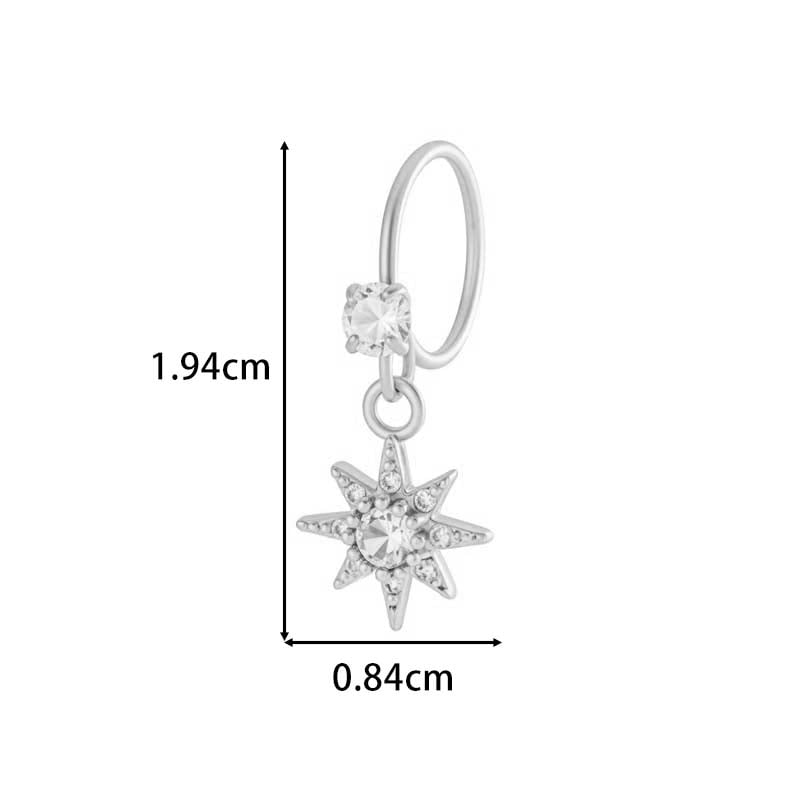 1 Piece Cross Copper Gold Color  Zircon Nose Ring Picture2