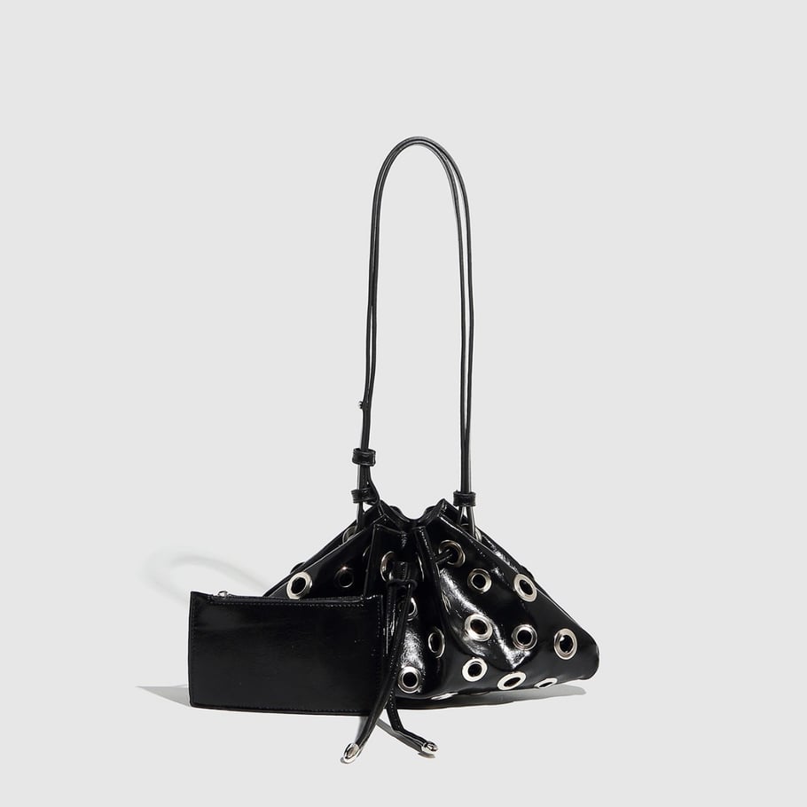 Bolso de hombro de PU con remaches clásicos de serie lujosa para mujer, 1 pieza Imagen2