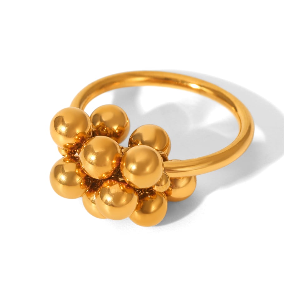 1 Stück Simple Series Daily Beads Edelstahl Goldfarben Statement Ringe 