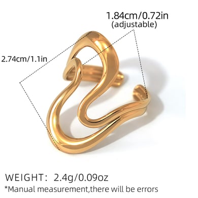 Anillos llamativos de acero inoxidable en color dorado con forma irregular simple de 1 pieza h5 