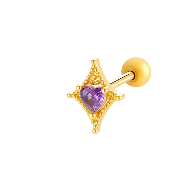 1 pieza de pendientes de perforación intrincados de cobre dorado con circonitas para mujer 