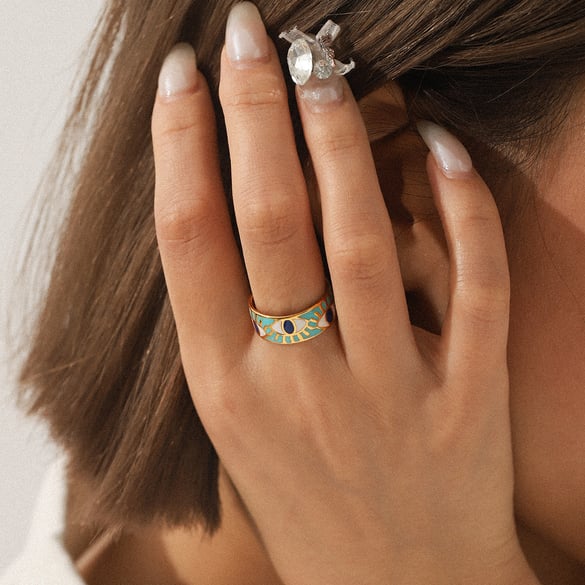 1 Piece Simple  Daily Mixed Color Stainless Steel  Gold Color  Statement Rings