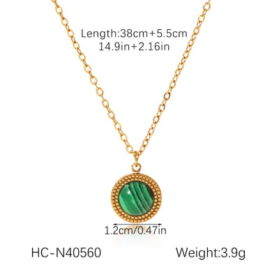 1 Piece Simple Series Daily Circle Stainless Steel  Natural Stone Women's Necklaces h5 Picture2