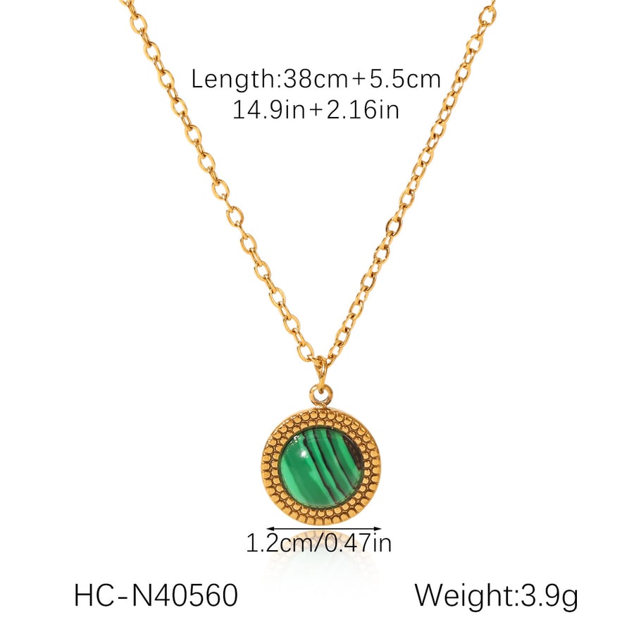 1 Piece Simple Series Daily Circle Stainless Steel  Natural Stone Women's Necklaces Picture2