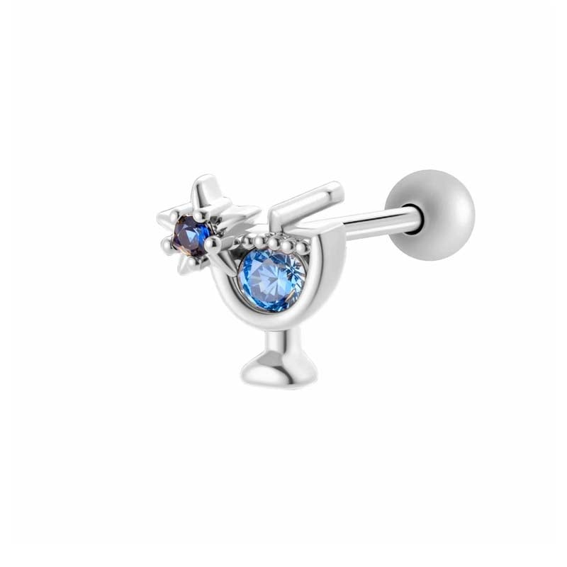 1 Piece Flower Copper Zircon Piercing Earring 