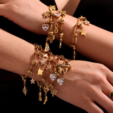 1 Piece Delicate Heart Stainless Steel Gold Color Women's Charm Bracelets h5 Picture4
