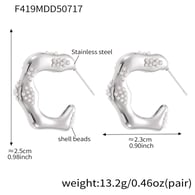 F419-Orecchini geometrici in acciaio con perle Immagine2