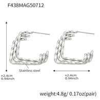 F438-Orecchini geometrici a tre strati in acciaio Immagine2