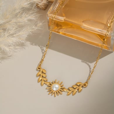 1 pezzo di collana con ciondolo a forma di sole in acciaio inossidabile, elegante e lussuoso, da donna h5 Immagine5
