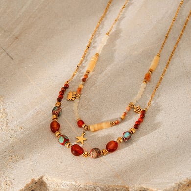 1 Piece Natural Stone Beaded Necklace h5 Picture3