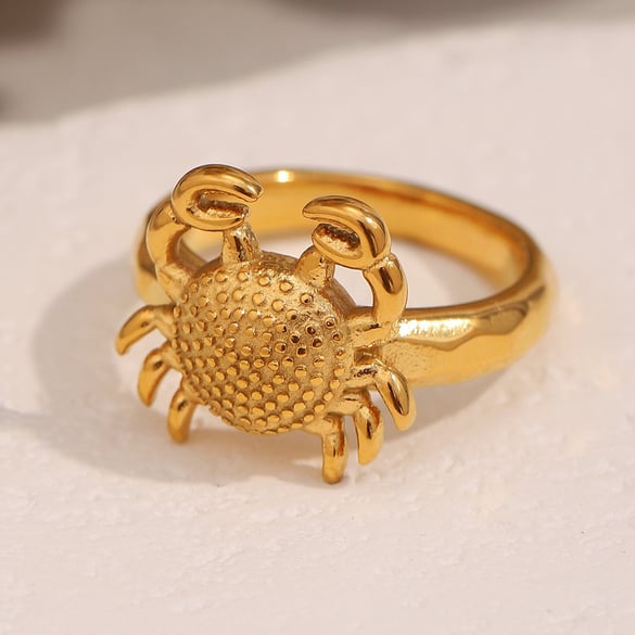 1 stuk klassieke krab roestvrij staal goudkleurige statement ringen