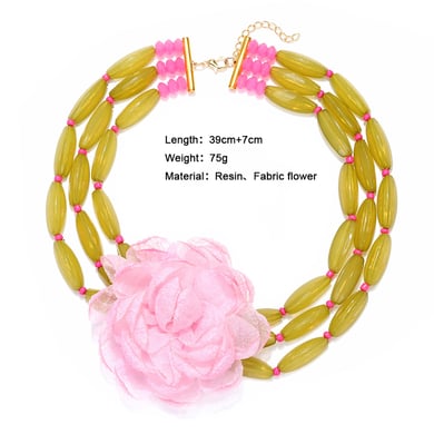 1 stuk stoffen bloemen gelaagde ketting h5 