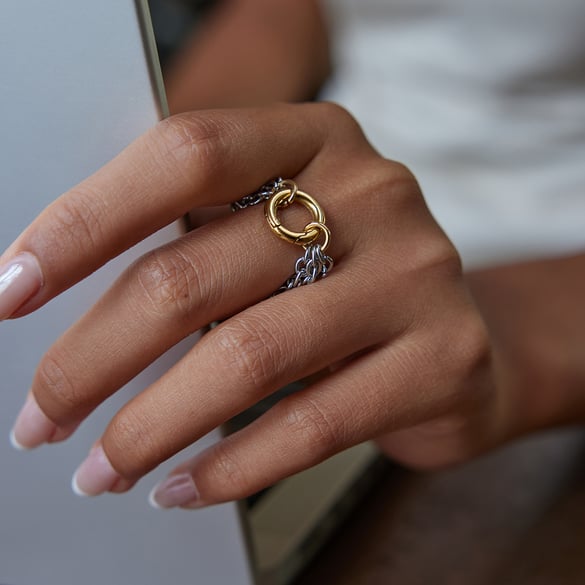 1 Piece Modern Texture Stainless Steel Gold Color Minimalist Rings 2