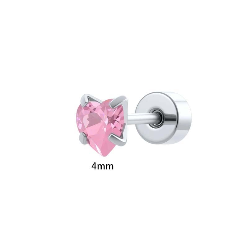 1 Piece Stainless Steel Heart Zircon Piercing Earring Picture2