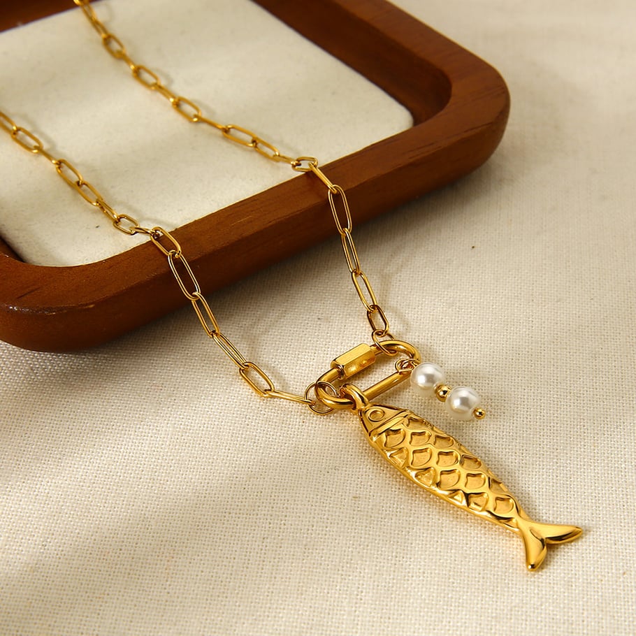 1 Piece  Vacation Turtle Fish Stainless Steel  Gold Color  Pendant Necklaces Picture2