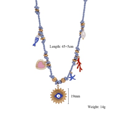 1 Piece Elegant Devil's Eye Natural Stones Gold Color Women's Beaded Necklaces h5 Picture2