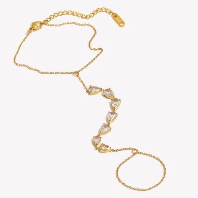 1 Piece Luxurious Series Elegant Irregular Shape Stainless Steel Zircon Women's Chain Bracelets h5 Picture4