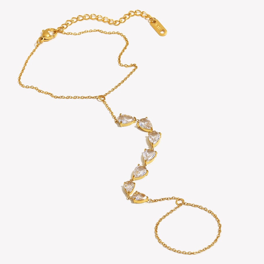1 Piece Luxurious Series Elegant Irregular Shape Stainless Steel Zircon Women's Chain Bracelets Picture4