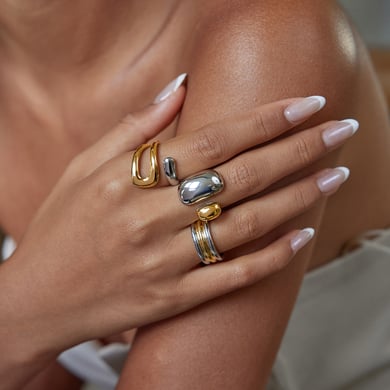 1 stuk ringvormige minimalistische ringen van roestvrij staal in zilver- en goudkleur h5 Afbeelding4