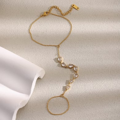 1 Piece Luxurious Series Elegant Irregular Shape Stainless Steel Zircon Women's Chain Bracelets h5 Picture3