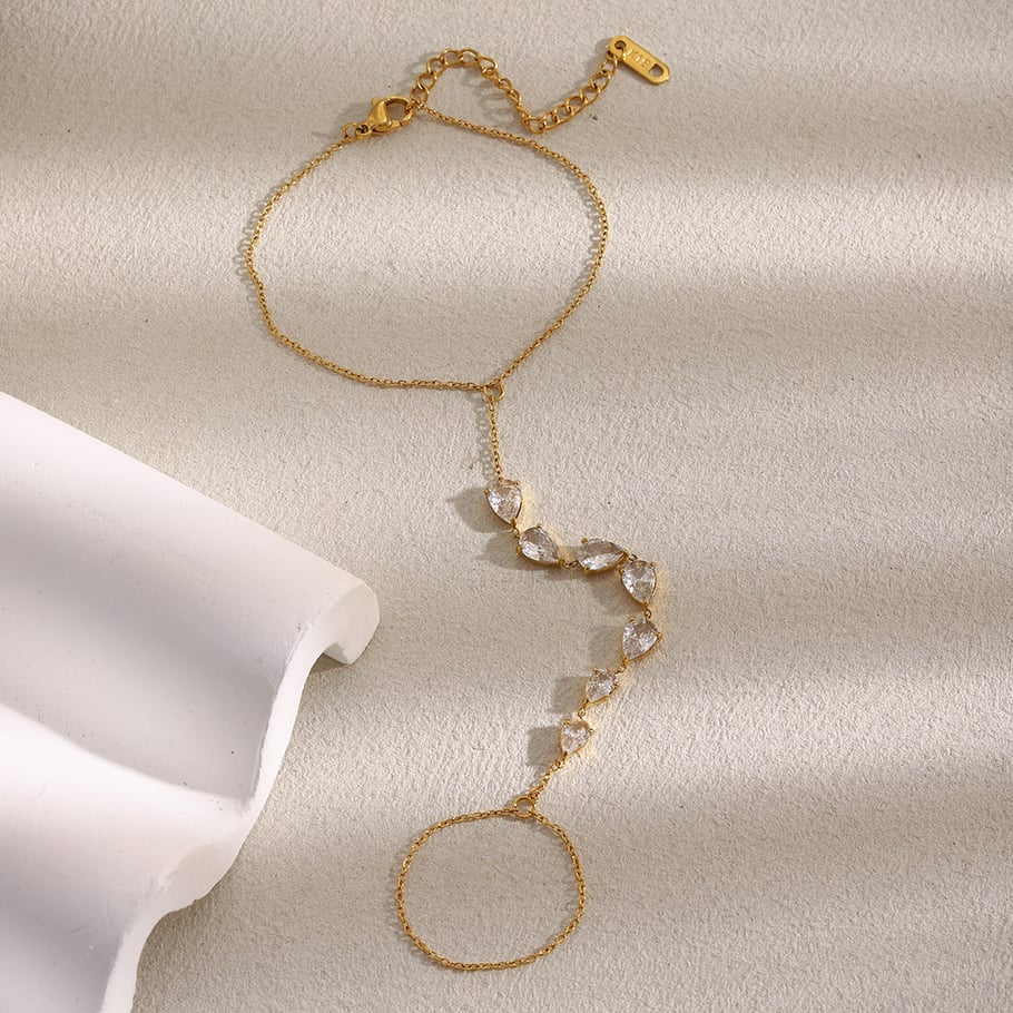 1 Piece Luxurious Series Elegant Irregular Shape Stainless Steel Zircon Women's Chain Bracelets Picture3