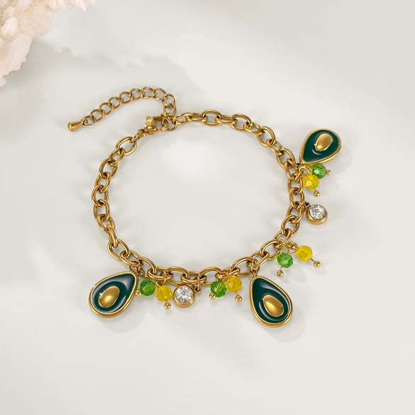 1 Stück Daily Avocado Edelstahl Goldfarben Damen Charm Armbänder