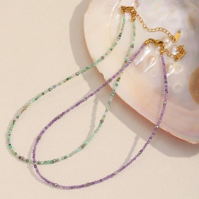 1 Piece Colorful Daily Beads Natural Stones Gold Color Women's Beaded Necklaces h5 Picture7