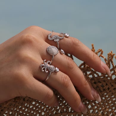 1 Piece Vacation Sea Horse Stainless Steel Gold Color Statement Rings h5 Picture3