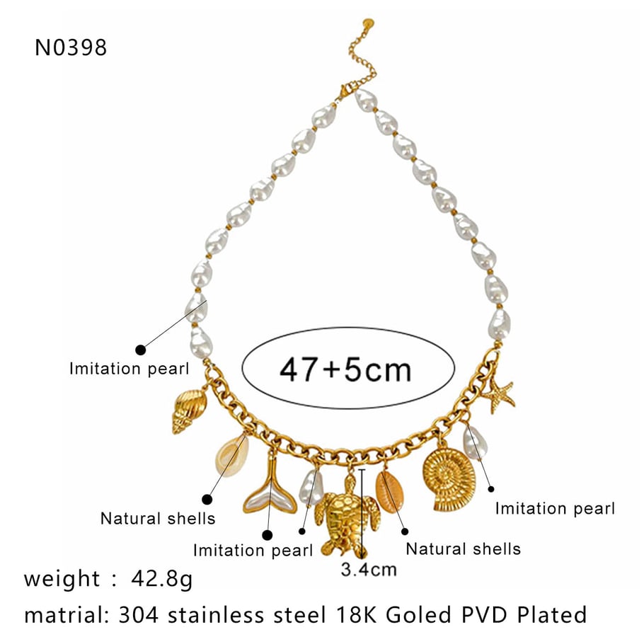 1 Piece Oceanic Stainless Steel Gold Color Pendant Necklace Picture2
