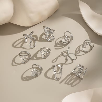 1 Piece Simple Series Casual Irregular Shape Stainless Steel Statement Rings h5 Picture4