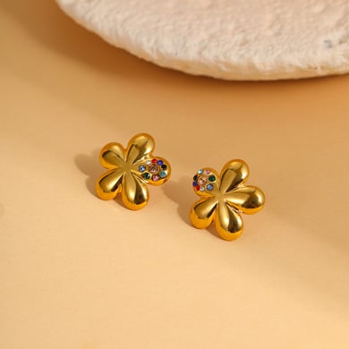 1 Pair Sweet Flower Stainless Steel Stud Earrings h5 Picture4