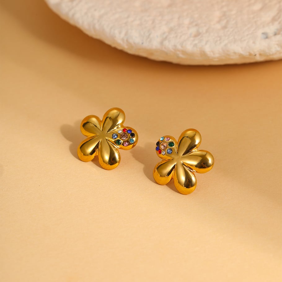 1 Pair Sweet Flower Stainless Steel Stud Earrings Picture4
