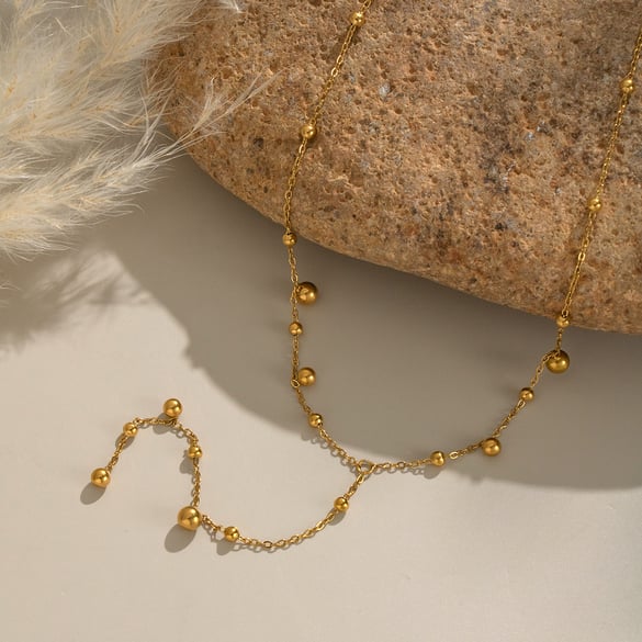 Collier chaîne pour femme en acier inoxydable couleur or, série Simple Daily Circle, 1 pièce