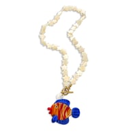 Collana con conchiglia a stella a cinque punte, pesce rosso e blu (+ scatola di imballaggio) Immagine3