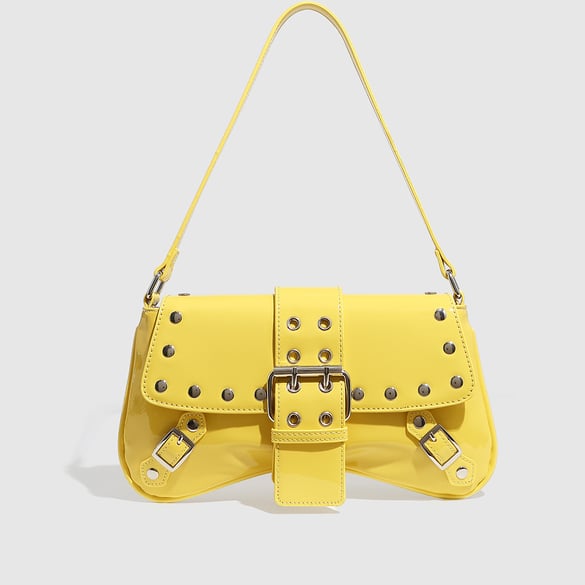 1 Piece Bright-colored Rivet Leather Buckle Women's Shoulder Bags