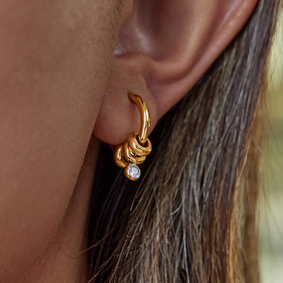 1 Pair Simple Series Circle Stainless Steel Gold Color Women's Hoop Earrings 2