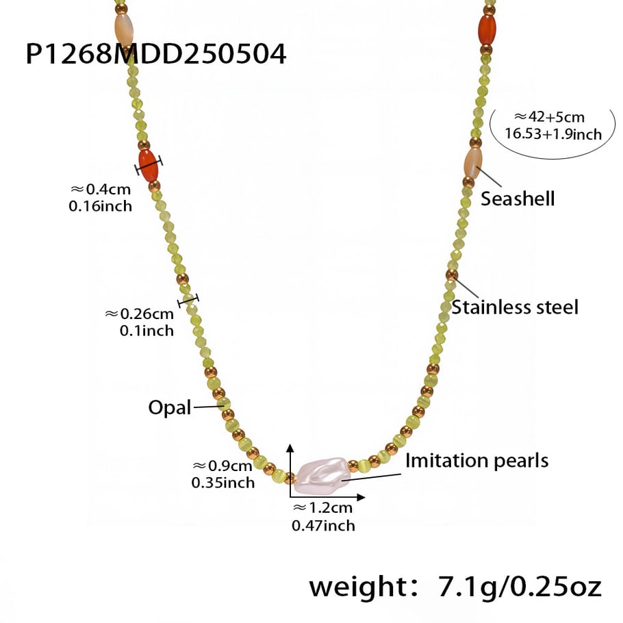 1 collar elegante de cuentas con piedras naturales de color dorado para mujer. Imagen2