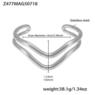 Z477-Bracciale aperto in filo ritorto a doppio strato in acciaio Immagine10
