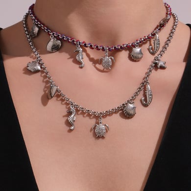 1 pezzo di collana con ciondolo da donna in acciaio inossidabile color oro a forma di tartaruga per le vacanze h5 Immagine4