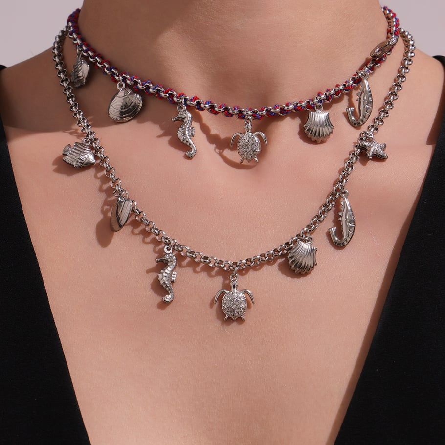 1 pezzo di collana con ciondolo da donna in acciaio inossidabile color oro a forma di tartaruga per le vacanze Immagine4