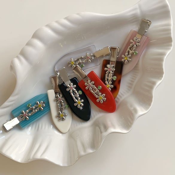 1 Pair Classic Series Sweet Flower Acetate Women's Hair Clips