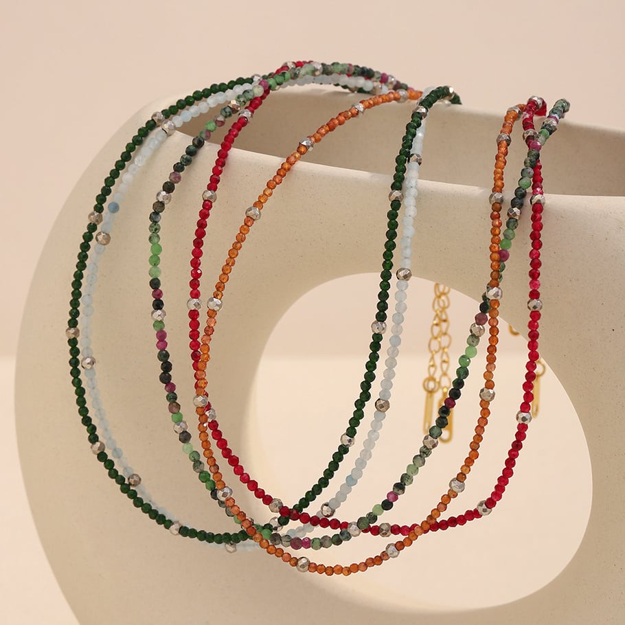 1 Piece Colorful Daily Beads Natural Stones Gold Color Women's Beaded Necklaces Picture4