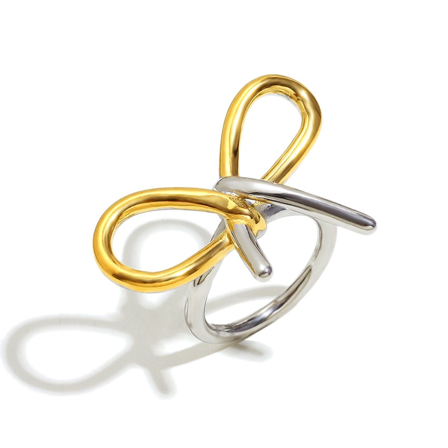 1 Piece Romantic Series Elegant Irregular Shape Stainless Steel   Gold Color  Statement Rings Picture4