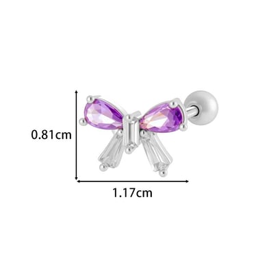 1 Piece Bow Knot Copper Gold Color  Zircon Piercing Earring h5 Picture2