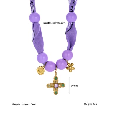 Collana con ciondolo da donna in acciaio inossidabile color oro con croce dell&#39;occhio del diavolo, serie lussuosa, 1 pezzo h5 