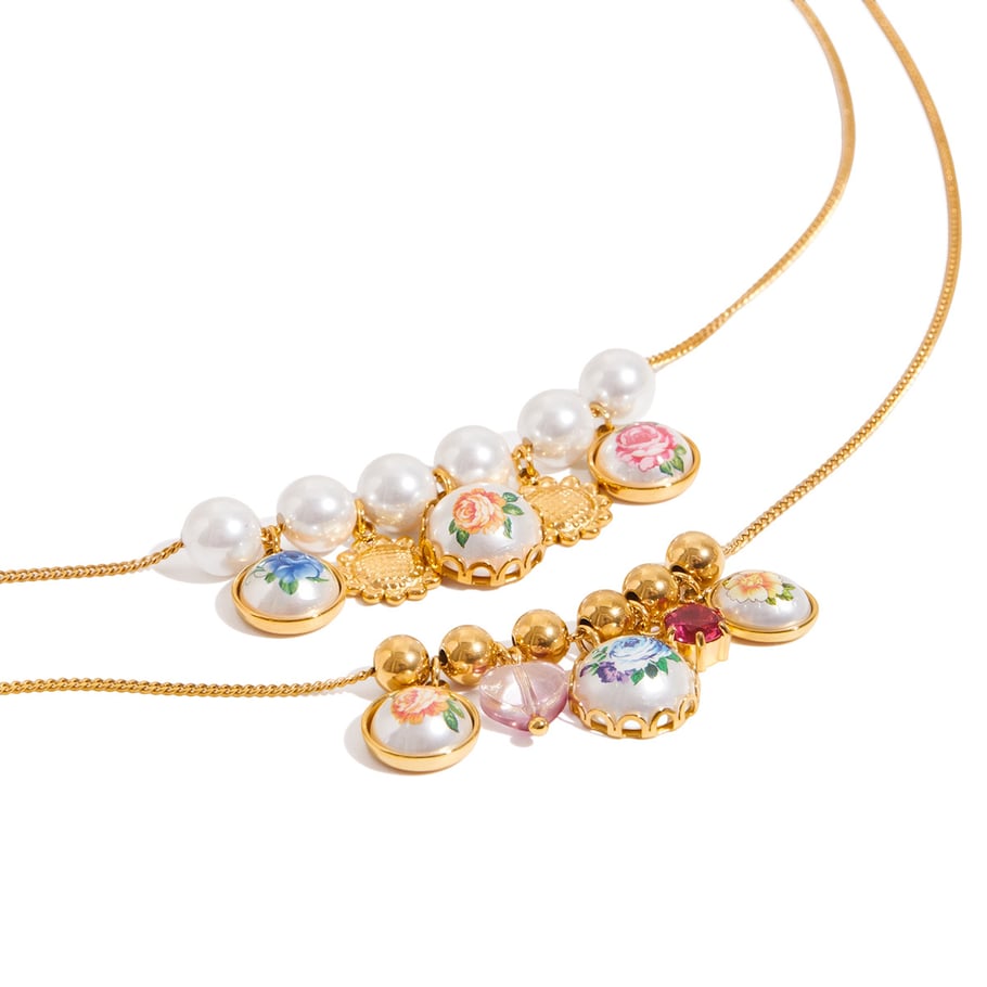1 collar con colgante de flor de acero inoxidable color dorado para mujer Imagen8