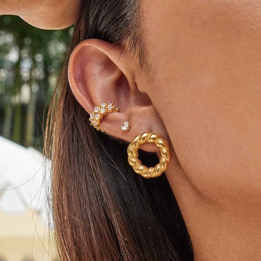 1 Pair Simple Twisted Knot Stainless Steel Gold Color Women's Stud Earrings Picture4