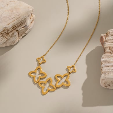 1 Stück einfache ausgehöhlte Edelstahl-Kettenhalsketten in Goldfarbe für Damen h5 Bild3
